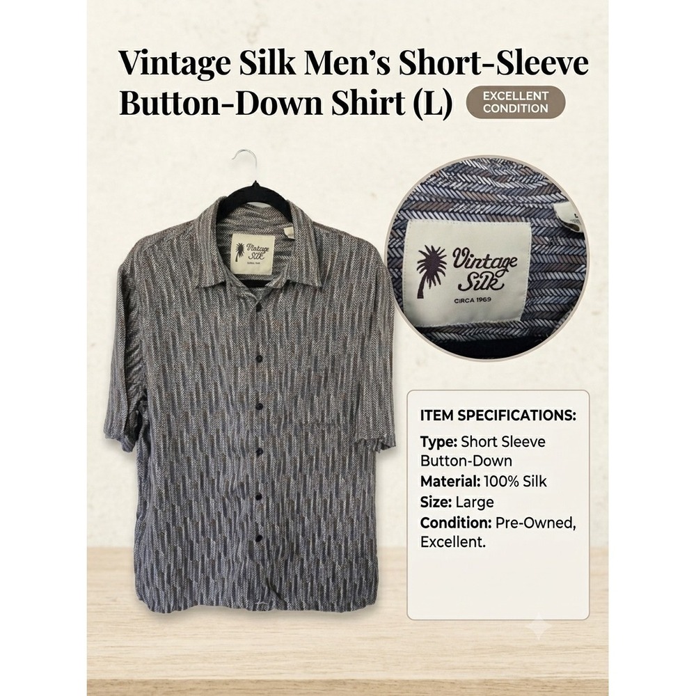 Vintage Silk circa 1969 Button Up Shirt Mens XL 100% Silk Casual. 6B0291